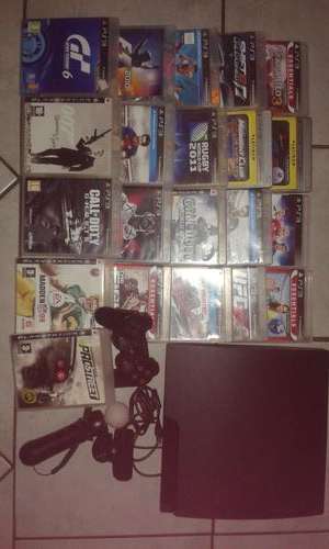 PS3 FOR SALE WITH 21 GAMES, 1 REMOTE AND THE MOVE